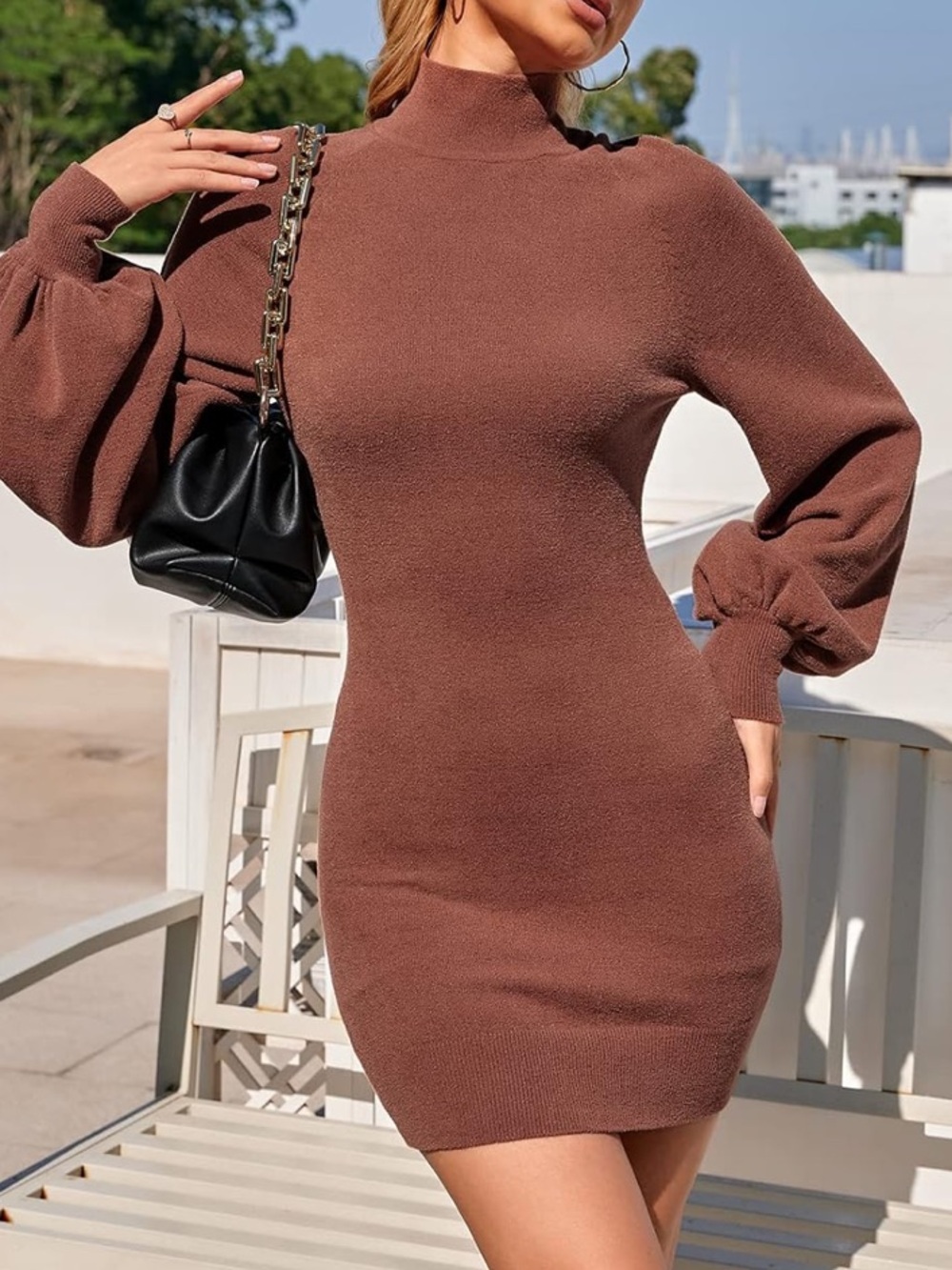Cozy Rust Brown Sweater Dress - Picture 9 of 9